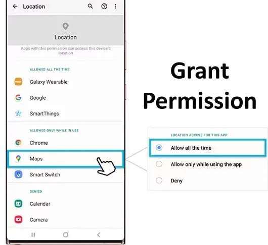 Grant Permission For Google Maps